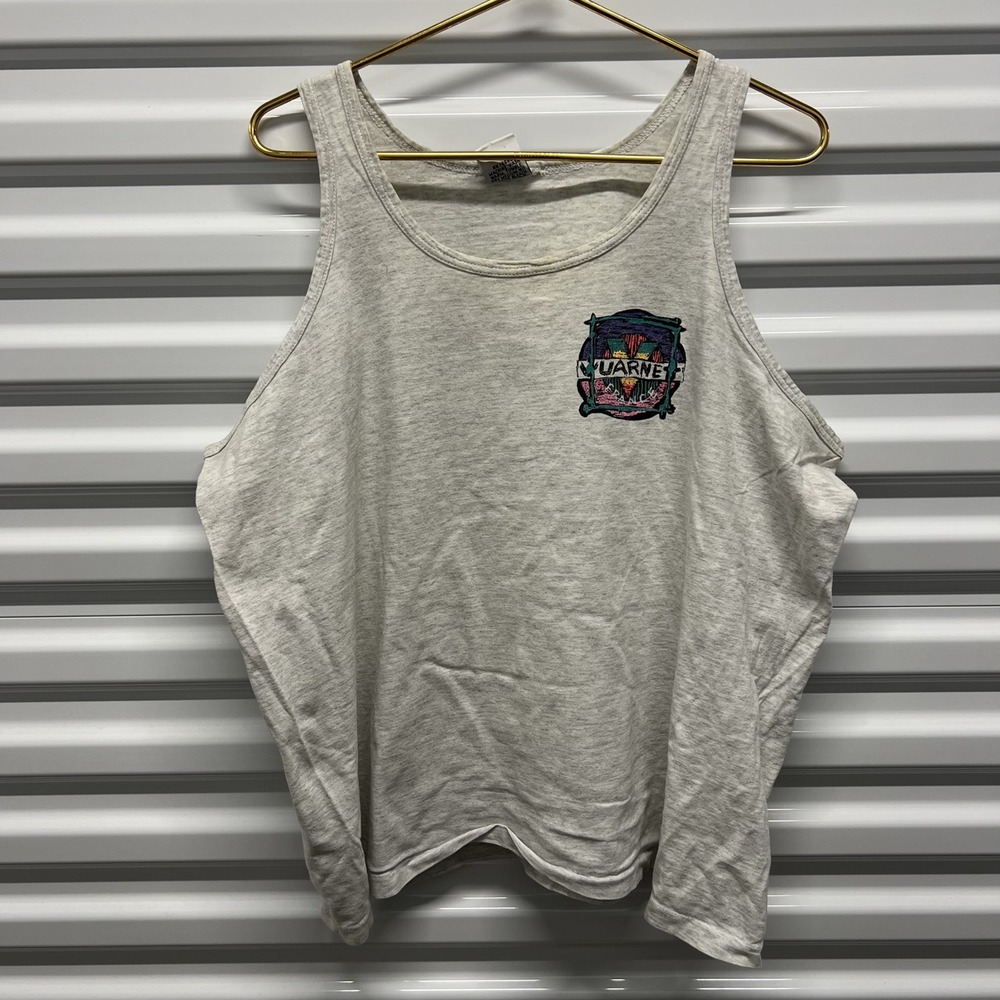 Vuarnet France Mens Tank Top XL Gray Cotton Vintage 90s Graphic Made in USA Surf
